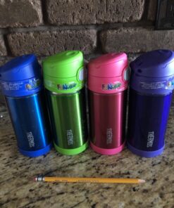 THERMOS FUNTAINER 12 Ounce Stainless Steel Vacuum Insulated Kids Straw Bottle, Blue Solid Color 43 81ue0EFgIHL