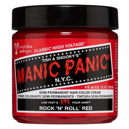 MANIC PANIC Rock N Roll Red Hair Dye - Classic High Voltage - Semi Permanent Warm, Vibrant Red Hair Color - Vegan, PPD And Ammonia-free (4oz)