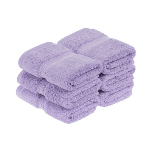 Superior Solid Egyptian Cotton Face Towel Set, 13" x 13", Purple, 6-Pieces Face Towel 6-Pack