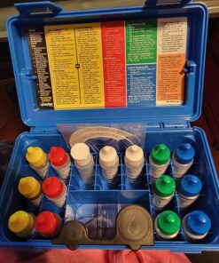 Taylor K-2005 Complete DPD High Range, 9-in-1 Pool & Spa Test Kit for Free & Total Chlorine, Bromine, pH, Acid & Base Demand, Total Alkalinity, Calcium Hardness, Cyanuric Acid | Made in The USA 25 81uh0AjMnsL