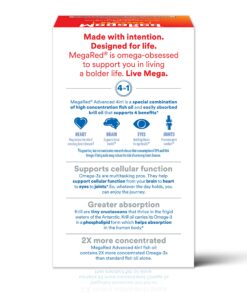 Megared Omega 3 Fish Oil & Antarctic Krill Oil Softgels for Brain, Heart, Joints & Eye Support, (80 Count Bottle), Concentrated Omega 3 Fatty Acid Supplement with EPA, DHA, Phospholipids 500mg 80ct 48 81uiLMbQ9ML