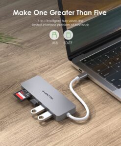 LENTION USB C Hub with 3 USB 3.0 & SD/Micro SD Card Reader Compatible Iphone15, 2023-2016 MacBook Pro, New Mac Air/iPad Pro/Surface, More, Stable Driver Certified Type C Adapter (CB-C15, Space Gray) 19 81ujSQBMH6S