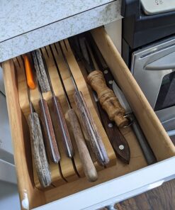 Bambüsi In-Drawer Knife Block - Bamboo Knife Drawer Organizer for Kitchen | Fits 5 Long + 6 Short Knives | Store Knives with Blades Pointing Down - Wooden Steak knife Holder without Knives Natural 43 81ukI4UxmwL