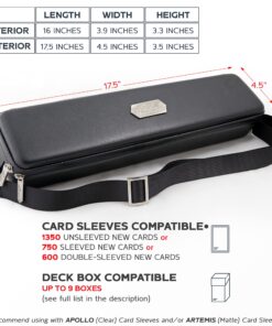 Quiver Time Black Quiver Card Carrying Case - Playing Card Case Holder for Trading Cards, MTG Card Storage Bag Deck Box Card Case (+Wrist & Shoulder Strap, Dividers + 100 Apollo Card Sleeves) 30 81umGHKxEAL
