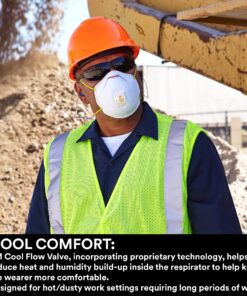 3M 8511 Particulate Disposable Respirator, N95, Pack of 80, Cool Comfort and Fewer Pressure Points with Dual Point Attachment for Grinding, Sanding, Sawing, Sweeping, Dust, Smoke,White 12 81un7UZ5XEL