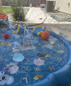 SplashEZ 3-in-1 Splash Pad, Sprinkler for Kids and Baby Pool for Learning – Toddler Sprinkler Pool, 60’’ Outside Water Toys – “from A to Z” Outdoor Play Mat for Babies & Toddlers from A to Z 34 81unxChLRpL