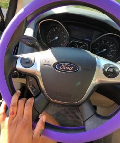 Steering Wheel Cover Auto Car Silicone Great Grip Anti-Slip Steering Cover Diameter 36-38cm/14-15inch (Purple) Purple 39 81upZffMh2L