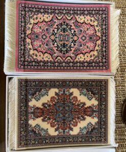 Rug Coasters, Set of 4 Turkish Carpet Style Table Drink mats, Absorbent Kitchen and Dining Accessories, Spill & drip Protection, Rectangular Mix-2 17 81urXGsCsSL