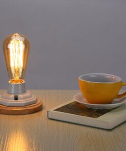 Kiven Vintage Decor White Ceramics Wooden Base Table Lamps E26 Industrial Lamp Home Decor Bulb Not Included 1-Pack 12 81ut4qOa8fL