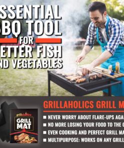 Grillaholics Grill Mats for Outdoor Grill - Set of 2 Heavy Duty & Built to Last BBQ Grill Mats - Make Grilling Easier & Keep Your Grates Looking New - The Perfect Grilling Gift 32 81utcymJ5nL