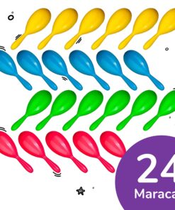 Alternative view of Add Life to The Party! 24 Neon Maracas, Adorable Party Favors, Noisemaker for Birthday Parties, 4" Neon Maracas - for Mexican Fiesta, Luau Party, Or Classroom Musical Fun (1 Dz Pairs)