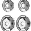 Range Kleen 10124XN Style A 4-Pack Drip Pans, Chrome Modern