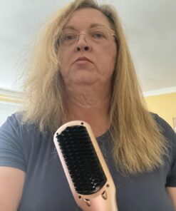 Enhanced Hair Straightener Heat Brush by MiroPure, 2-in-1 Ceramic Ionic Straightening Brush, Hot Comb with Anti-Scald Feature, Auto Temperature Lock & Auto-Off Function (Pink) 4 Piece Set Pink 40 81uwWkbl7bL