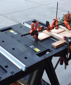 Worx Pegasus 2-in-1 Folding Work Table & Sawhorse, Easy Setup Portable Workbench, 31" W x 25" D x 32" H Lightweight Worktable with Heavy-Duty Load Capacity, WX051 - Includes 2 Clamps & 4 Clamp Dogs Worx Pegasus Work Table 51 81uyzxCOFAL