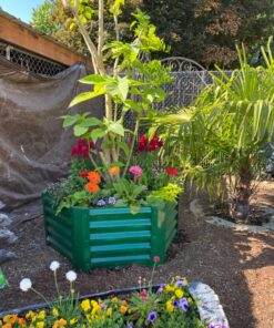 Sunnydaze 40-Inch Hexagon Galvanized Steel Raised Garden Bed Kit - Outdoor Metal Planter for Plants and Vegetables - Silver 38 81v 964kTRL