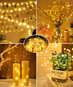 Alternative view of 6 Pack Fairy Lights Battery Operated - 7ft 20 LED Waterproof Mini Silver Wire String Lights for Wedding Mason Jars Crafts Shelves Walls Christmas Garlands Party, Warm White 6 Pack