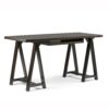 SIMPLIHOME Sawhorse SOLID WOOD Modern Industrial 60 inch Wide Home Office Desk, Writing Table, Workstation, Study Table Furniture in Dark Chestnut Brown