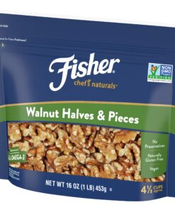 Fisher Chef's Naturals Walnut Halves & Pieces 1 lb, 100% California Unsalted Walnuts for Baking & Cooking, Snack Topping, Great with Yogurt & Cereal, Vegan Protein, Keto Snack, Gluten Free Halves and Pieces 16 Ounce (Pack of 1) 28 81v2Rq01FAL