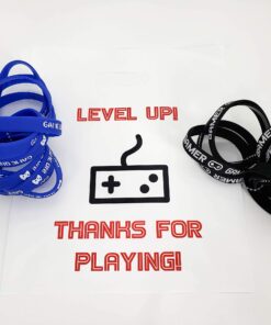 L LIFETIME Party Favor Plastic Goodie Bags with Handles- Theme Birthday Supplies Gift Bag for Kids and Adults – Video Games (24 Pack) 12 81v2rr6qUnL