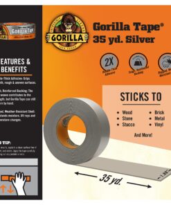 Gorilla Tape, Silver Duct Tape, 1.88" x 35 yd, Silver, (Pack of 1) 1 - Pack 19 81v2xGUTraS