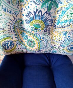 Pillow Perfect Fresco Solid Indoor/Outdoor Wicker Patio Sofa/Swing Cushion Tufted, Weather and Fade Resistant, 19" x 44", Blue 19" x 44" 24 81v5fX52aWL