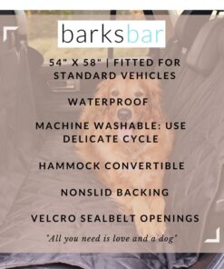 BarksBar Pet Car Seat Cover with Seat Anchors for Cars, Trucks and SUV's, Water Proof and Non-Slip Backing Regular, Black Standard 37 81v7TK3hbL