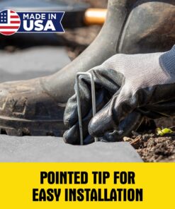 6 Inch Galvanized Landscape Staples Made in USA - 100 Metal Garden Stakes for Gardening - 11 Gauge Anti-Rust Heavy-Duty Ground Sod Pins Yard Stakes for Weed Barrier Fabric Irrigation Tubing Hose 29 81v8H41wM6L