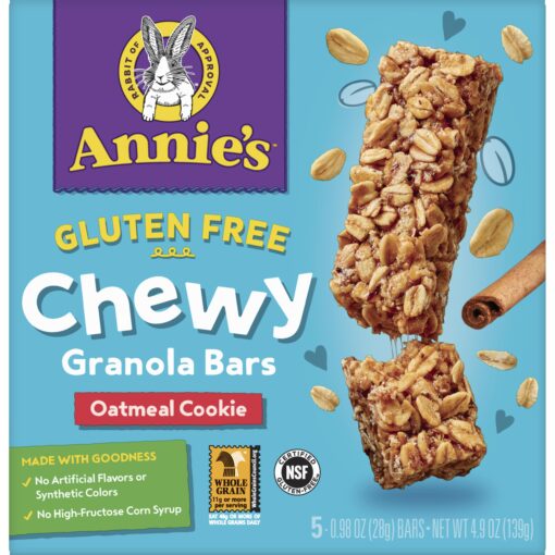 Annie's Chewy Granola Bars, Oatmeal Cookie, Gluten Free, 5 ct, 4.9 oz. 5 Count (Pack of 1)