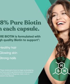 Alternative view of Biotin 5000 mcg Hair Skin Nails Supplement – High-Potency Hair Growth Vitamins for Women & Men – Provide Powerful Support for Healthy Hair, Stronger Nails and Glowing Skin – 120 Vegan Soft Capsules