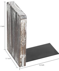MyGift Torched Wood and Metal Bookends, Decorative Desktop Book Stand Holder Desk Organizer, 1 Pair 10 81vC7m7ev7L