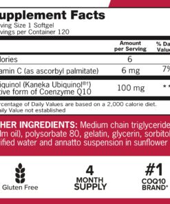 Qunol Mega Ubiquinol CoQ10 100mg, Superior Absorption, Patented Water and Fat Soluble Natural Supplement Form of Coenzyme Q10, Antioxidant for Heart Health, 120 Count (Pack of 1) Softgels 120 Count (Pack of 1) 21 81vFKtphBIL