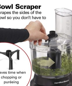 Alternative view of Hamilton Beach Food Processor & Vegetable Chopper for Slicing, Shredding, Mincing, and Puree, 10 Cups + Easy Clean Bowl Scraper, Black and Stainless Steel (70730) 10 Cups - Bowl Scraper