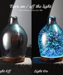 Porseme 280ml Essential Oil Diffuser 3D Glass Aromatherapy Ultrasonic Humidifier - Auto Shut-Off, Timer Setting, BPA Free for Home Hotel Yoga Leisure SPA Gift H1-280ml Vase 25 81vIengJVRL