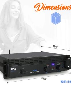 Pyle Professional Audio Bluetooth Power Amplifier - 2-Channel Rack Mount Bridgeable, LED Indicators, Shockproof Binding Posts, Cooling Fans 1000 Watt - Pyle PTA1000 1000W Basic 22 81vJcTTY0fL