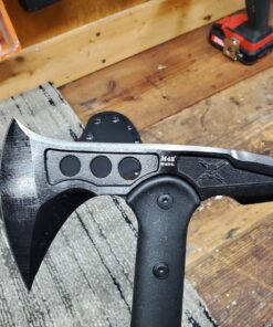 M48 Tactical Tomahawk Military Axe - Black Color | 3 ⅞” Cast Stainless Steel Combat Axe with Piercing Spike | Nylon Cord Wrapped Fiberglass Handle | Camping and Tactical Gear | 15” Length 54 81vJd69XoJL