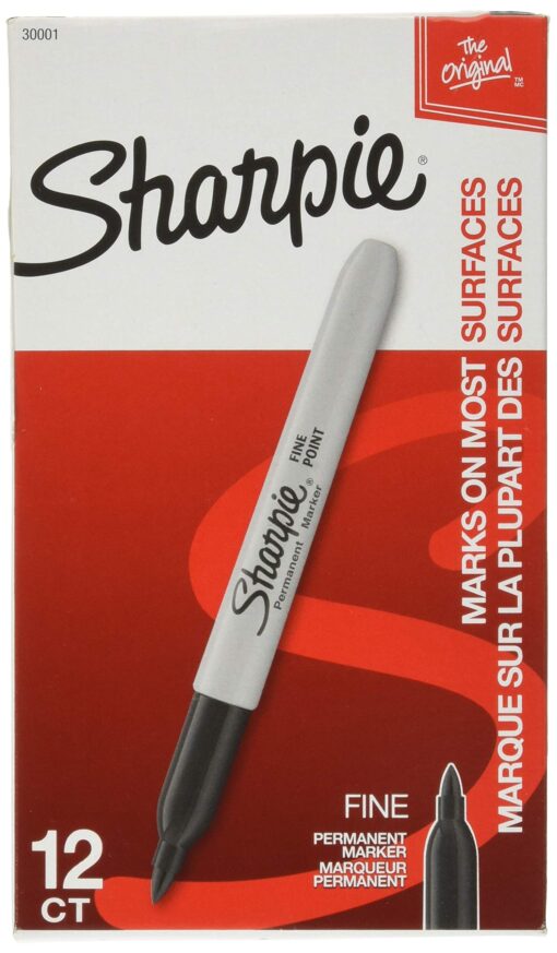 SHARPIE Permanent Marker, Fine Point, Black (30101) (12 Markers)