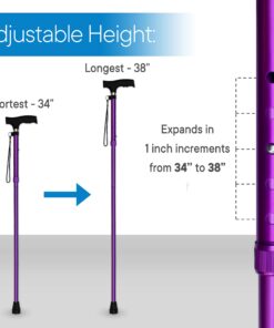 RMS Folding Cane - Foldable Walking Cane with Adjustable Height - Collapsible and Lightweight - Soft Ergonomic Handle for Comfortable Grip - Portable Walking Stick for Mobility Aid Lavender 22 81vKV4z O4L