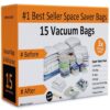 Home-Complete Vacuum Storage Bags- 15 Multi Size Space Saving Air Tight Compression Organizers for Closet Clutter, Clothes, Linens- Pump Included 15 PACK 22 81vP8XznAjL