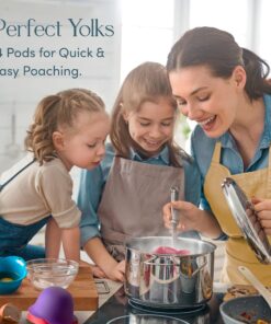 Kitzini Poached Egg Cup. Egg Coddler 4 Set. BPA Free. Microwave Egg Poacher. Nonstick Egg Pod Perfect Silicone Egg Poacher. Easy to Use & Clean. No Mess. 4 Silicone Egg Molds. Dishwasher Safe 4 Pack 24 81vPyzLOdiL