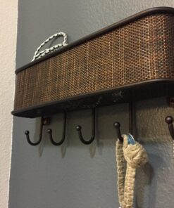 iDesign Twillo Mail and Key Holder, Decorative Wall Mounted Key Rack Organizer Pocket and Letter Sorter Holder for Entryway, Kitchen, Mudroom, Home Office Organization, 10.5" x 2.5" x 4.5", Bronze Mail & Key Rack 31 81vR7lAaepL