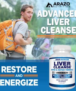 Arazo Nutrition Liver Cleanse Detox & Repair Formula – Milk Thistle Herbal Support Supplement: Silymarin, Beet, Artichoke, Dandelion, Chicory Root 25 81vRSvMnfhL