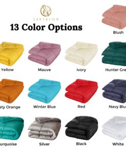 SUPERIOR Brushed Microfiber Solid Comforter, Down Alternative Bedding, Reversible, Medium Weight, Fluffy, Decorative, Duvet Insert, Oversized Blanket, Box Quilt Design, Queen, White 36 81vSVug93yL