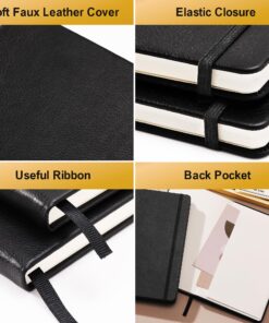 Ruled Notebook/Journal – Classic Notebook Journal for Women/Men, Faux Leather Notebooks for Work, Premium Thick Paper, Black, Hardcover, Lined (5.4 x 8.3) 29 81vUNk8CsvL