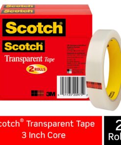 Scotch Brand Transparent Tape, Engineered for Office and Home Use, 3/4 x 2592 Inches, 3 Inch Core, Boxed, 2 Rolls (600-2P34-72),Clear 1 432 Foot (Pack of 1) 9 81vVy4XvEsL