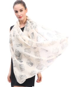 Vintage Camera Print Women's Infinity Scarf, Lightweight for Spring Fall Winter Beige 8 81vXKTUdGL
