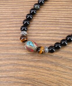 COAI Black Obsidian Stone Bracelet Necklace Mala Beads 108 Tiger Eye 27 81vakBut8xL