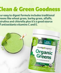 Greens Powder Smoothie Mix Purely Inspired Organic Greens Powder Superfood, Unflavored, 24 Servings (Package May Vary), 8.54 Ounce (Pack of 1) 24 Servings (Pack of 1) 29 81vaq2w9spL