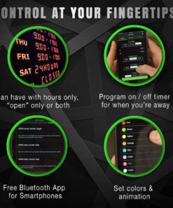 GLI Led Open Sign with Business Hours – Stand Out with 1000’s Color Combos to Match Your Brand, – Neon Flash, or Scroll – Programmable App, 15 x 16.5 inch 12 81vddTdwtTL