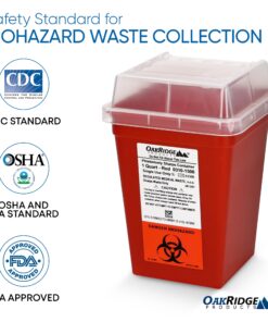 Oakridge Products Sharps Container for Home Use and Professional 1 Quart (3-Pack), Biohazard Needle and Syringe Disposal, Small Portable Container for Travel, CDC Certified 3 23 81vdi fuikL