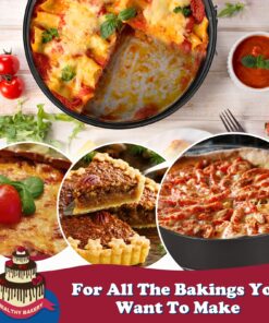 HIWARE 9 Inch Non-stick Cheesecake Pan Springform Pan with Removable Bottom/Leakproof Cake Pan with 50 Pcs Parchment Paper - Black 9-Inch 27 81vf4mGmzSL